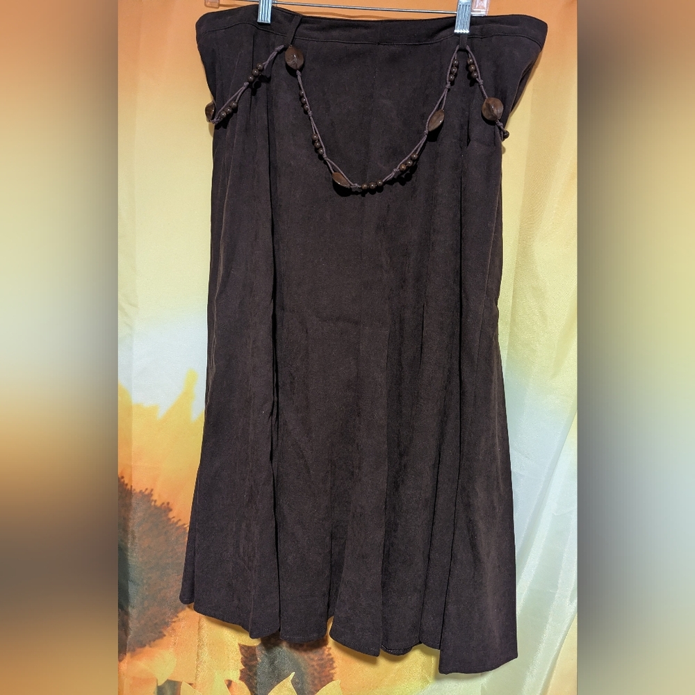 LAURA SCOTT Suede Feel Flare Skirt with Beaded Belt 14